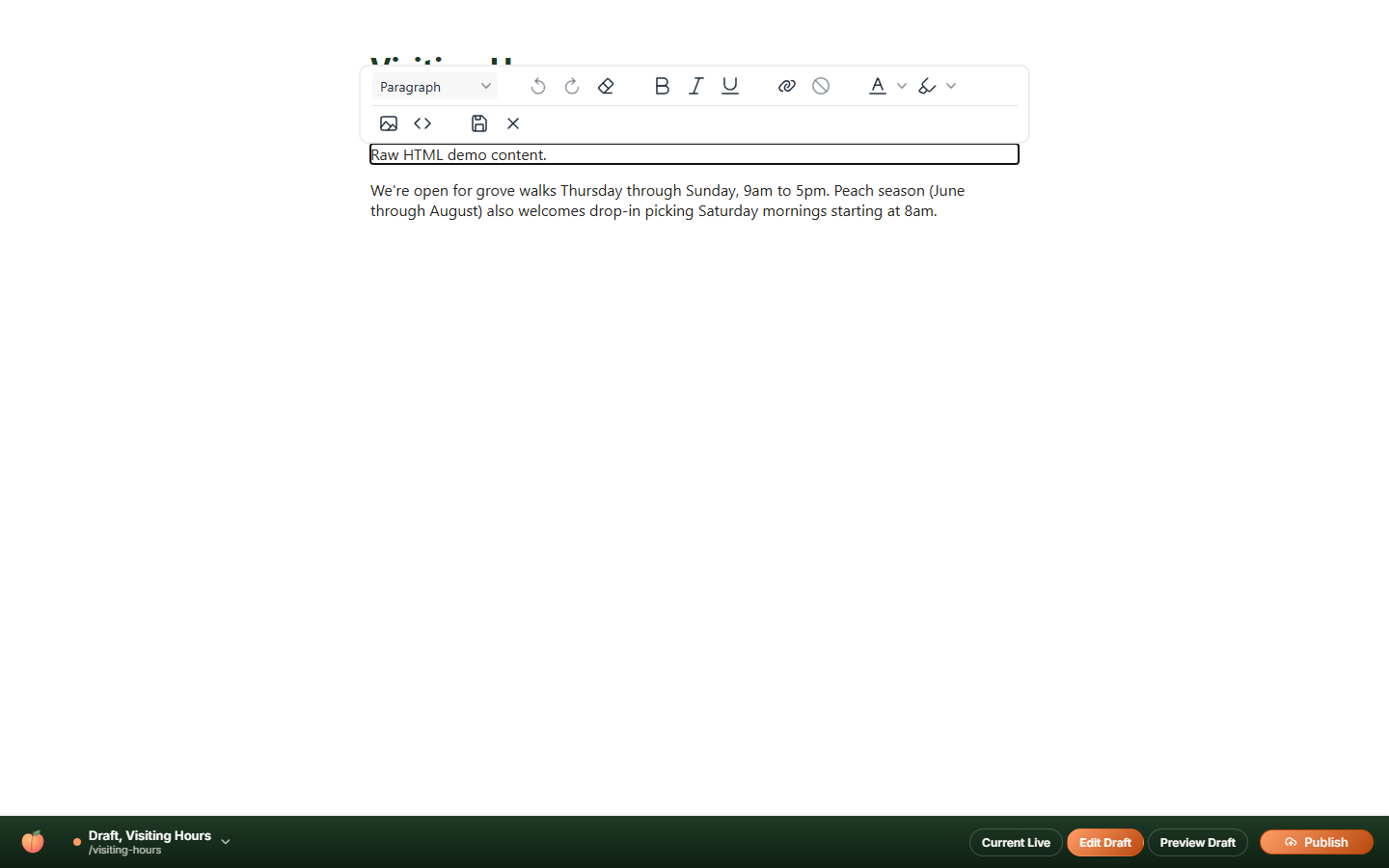 Raw HTML inline editor