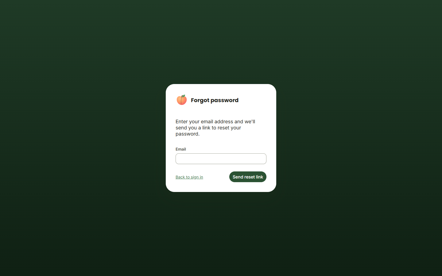 Forgot password screen