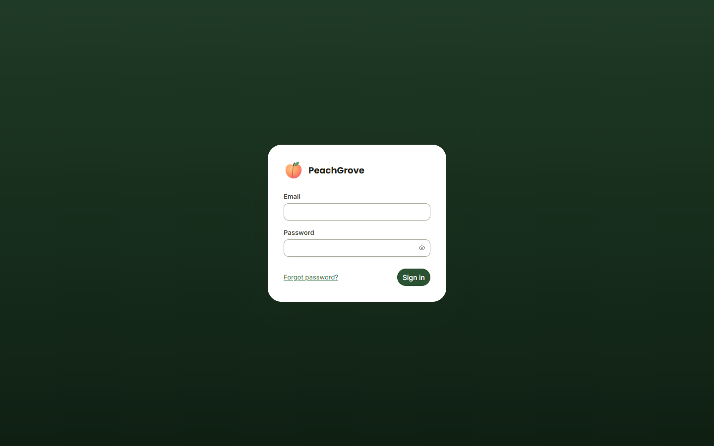 PeachGrove sign-in screen